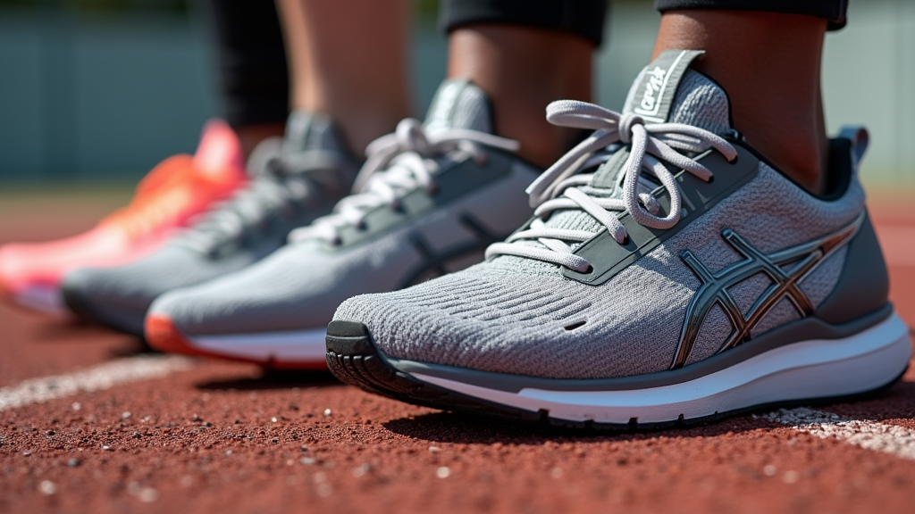 Running shoes on a track